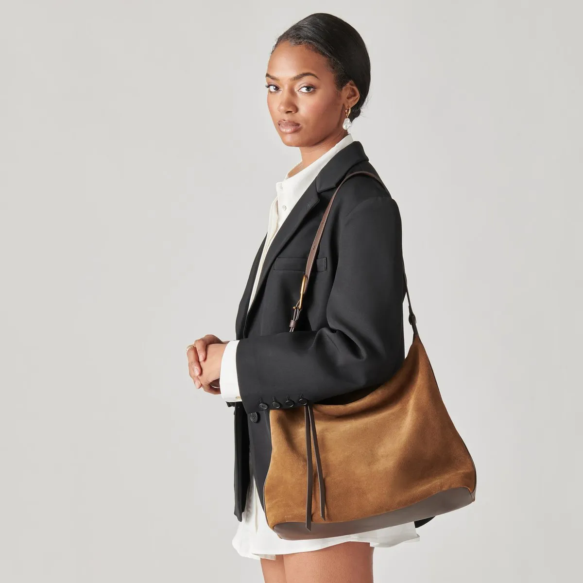 HANA SHOULDER BAG TOBACCO SUEDE