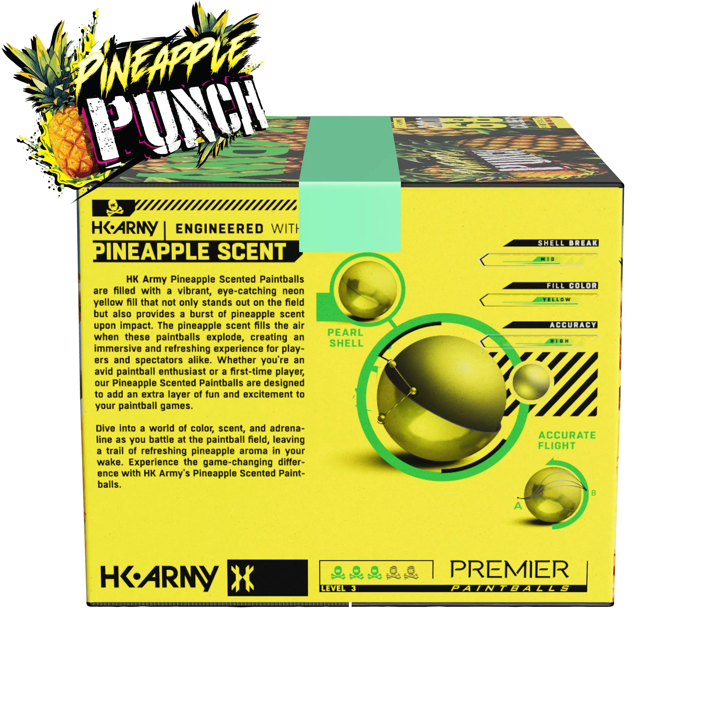 HK Army Pineapple Punch Scented Paintballs - Premier Neon Yellow Fill