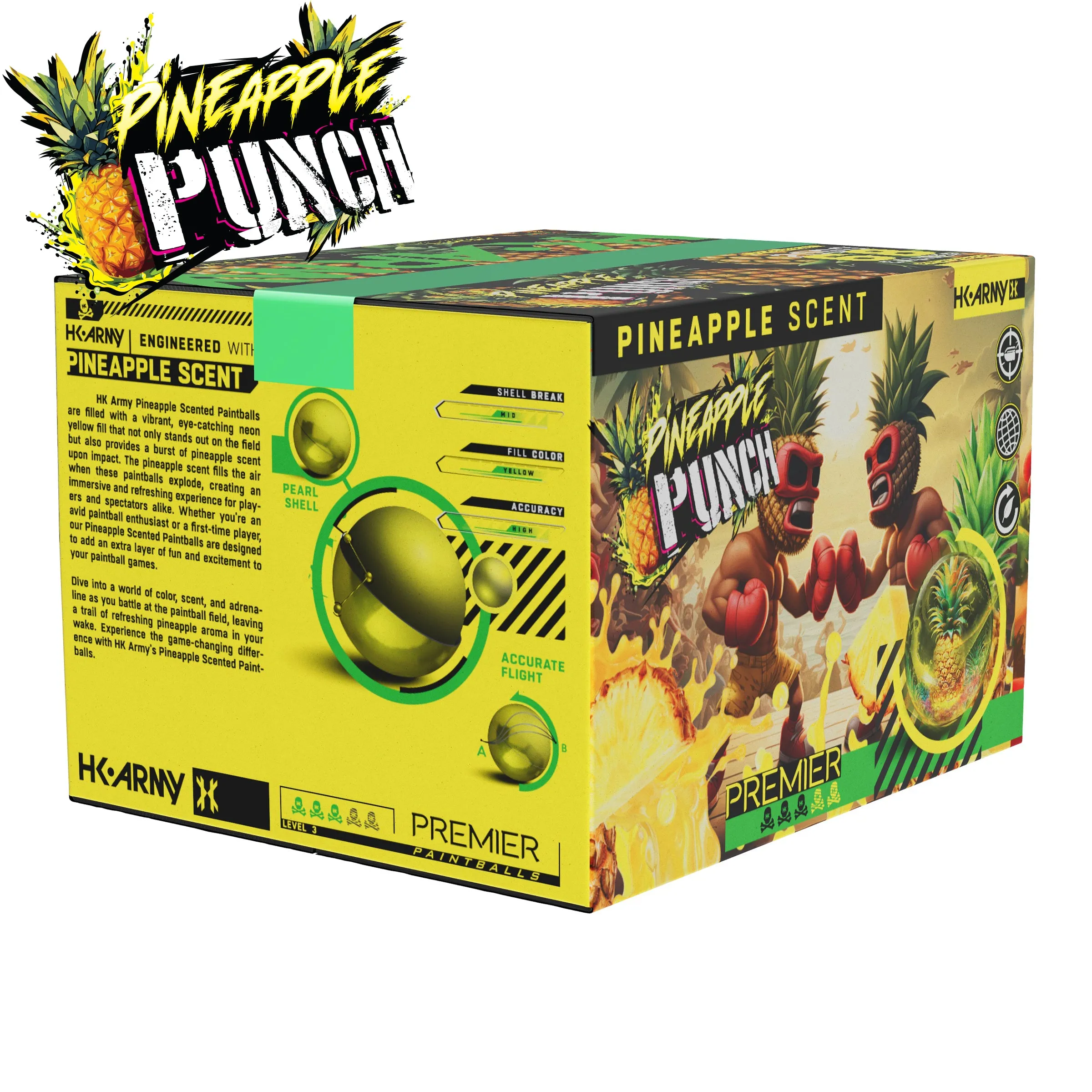 HK Army Pineapple Punch Scented Paintballs - Premier Neon Yellow Fill