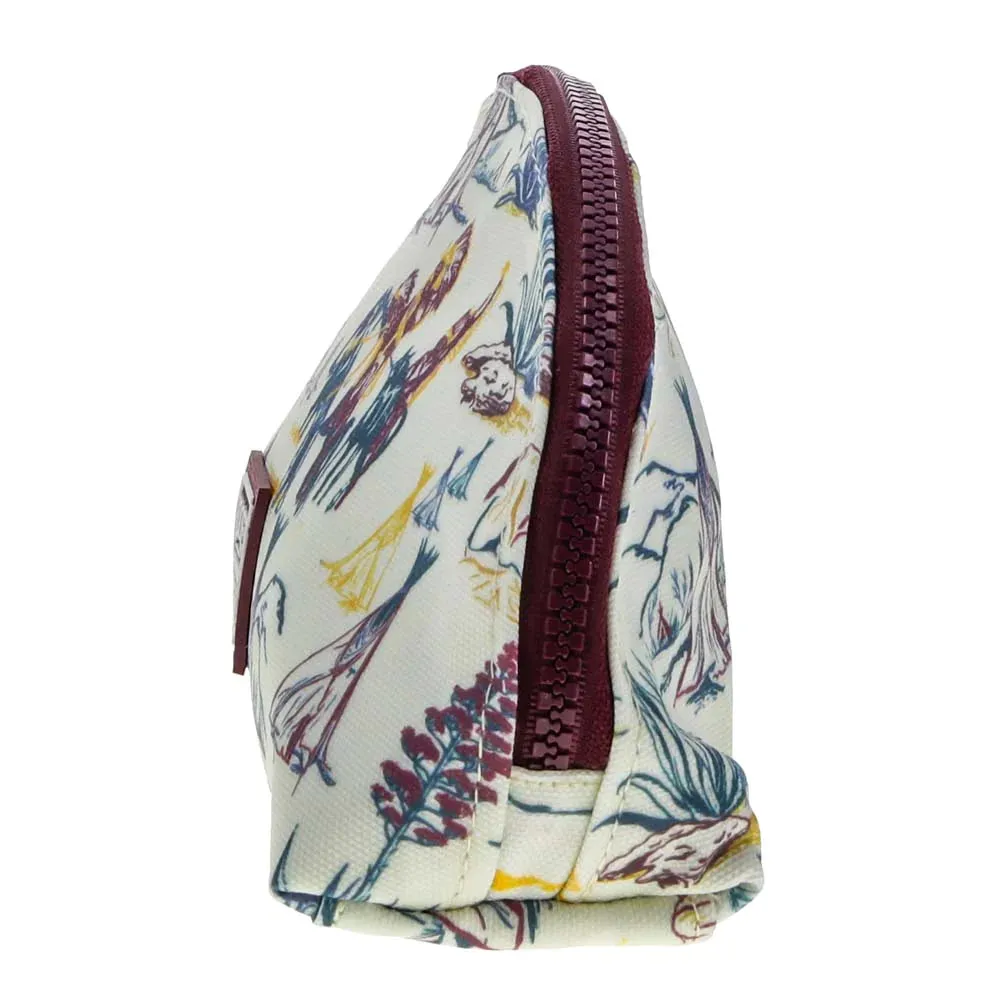 HOOEY HOOEY SMALL ACCESSORY BAG CREAM W/ MAROON PRINT