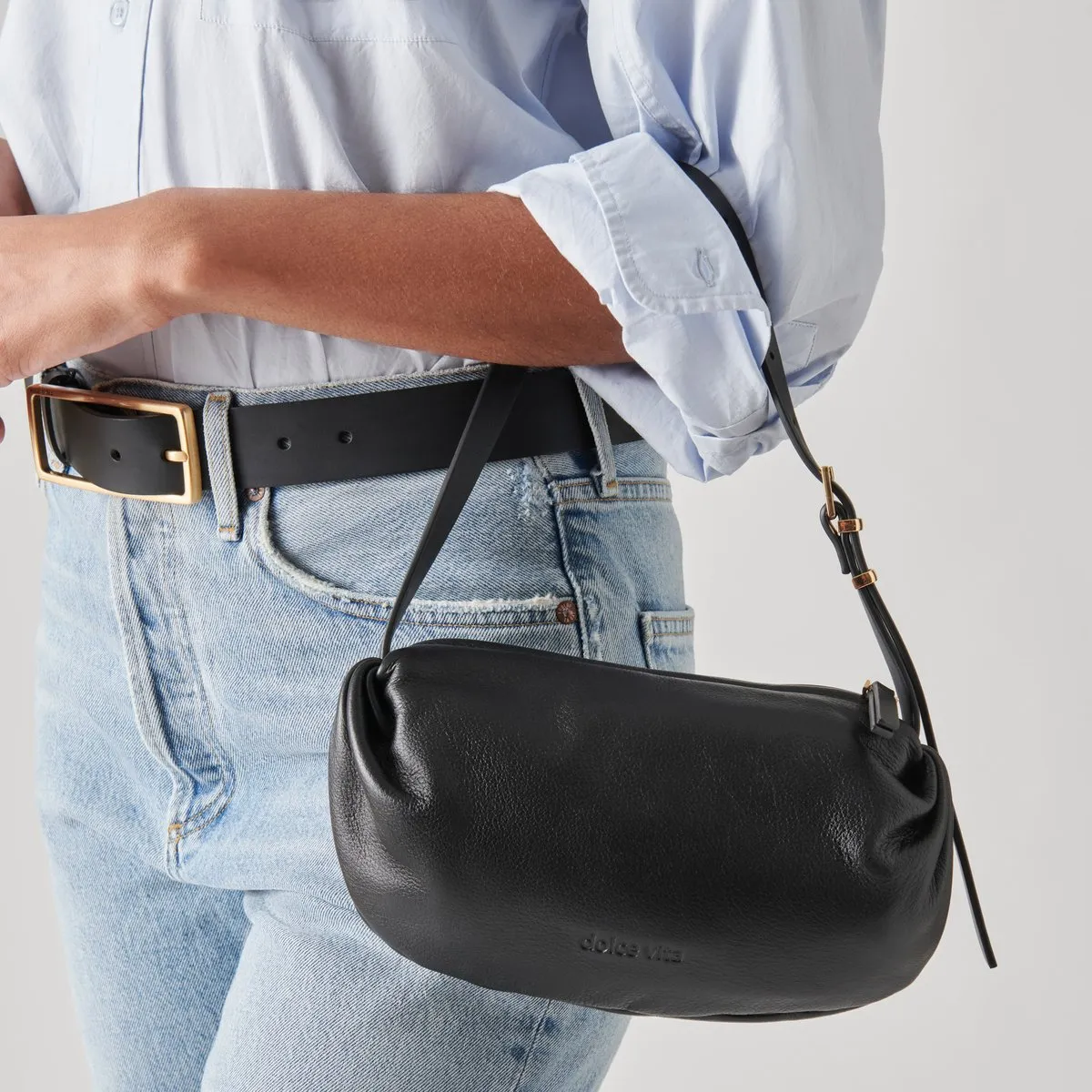 LIVI SHOULDER BAG BLACK LEATHER