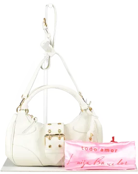 LUIZA BARCELOS Off White Leather Baguette Bag