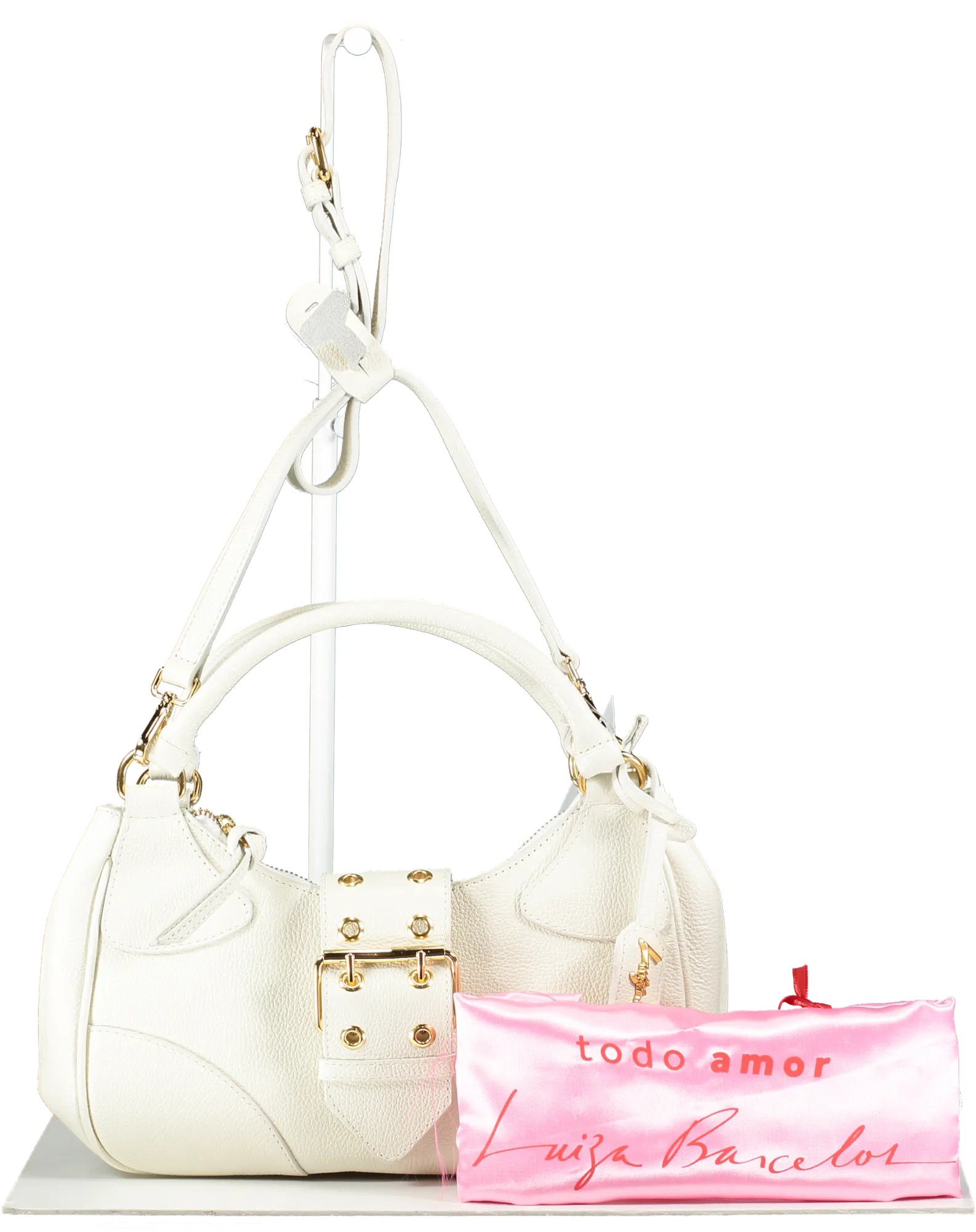 LUIZA BARCELOS Off White Leather Baguette Bag