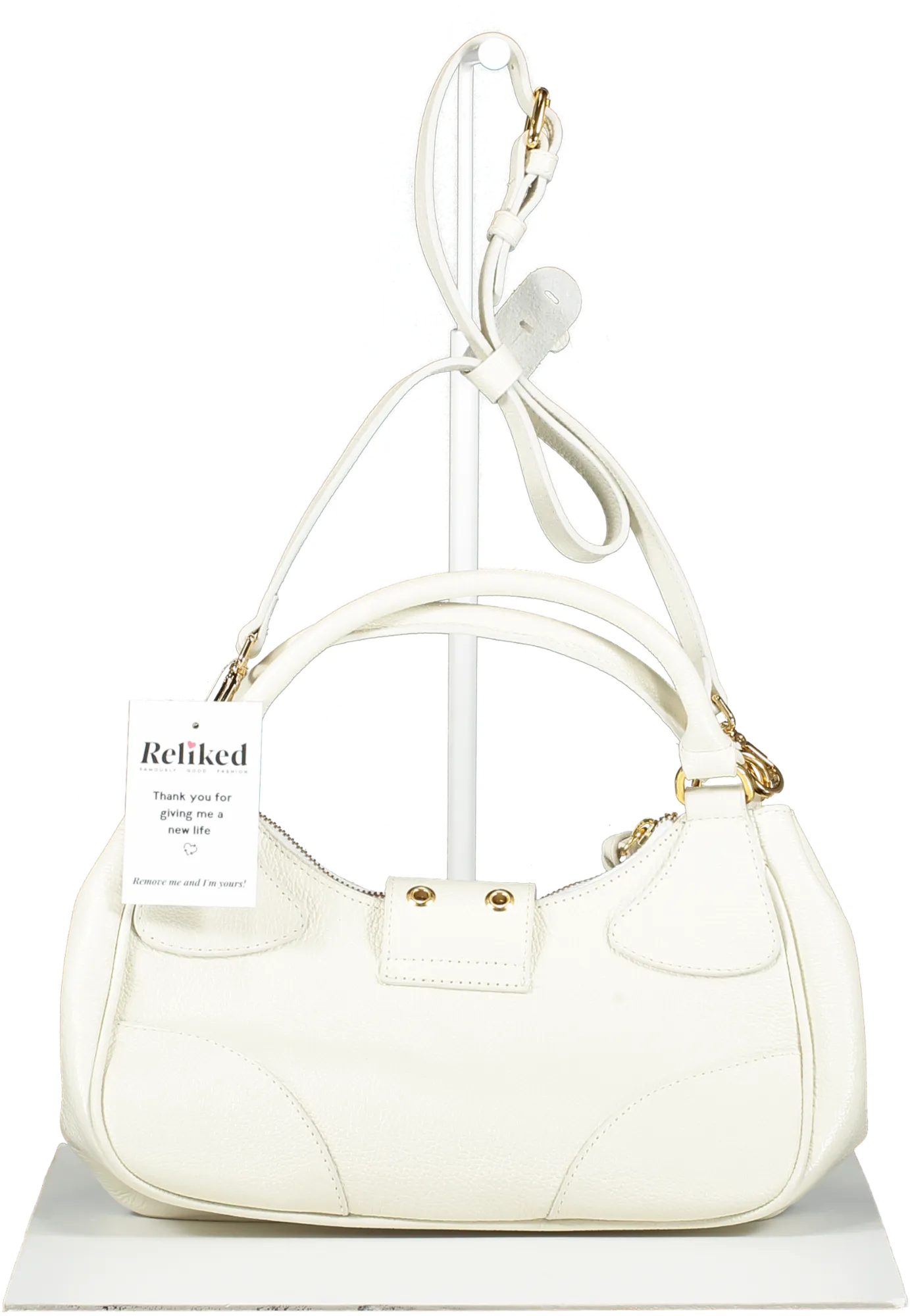 LUIZA BARCELOS Off White Leather Baguette Bag