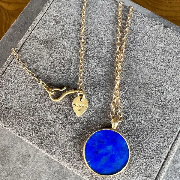 Me & Ro Lapis Crescent Pendant Necklace