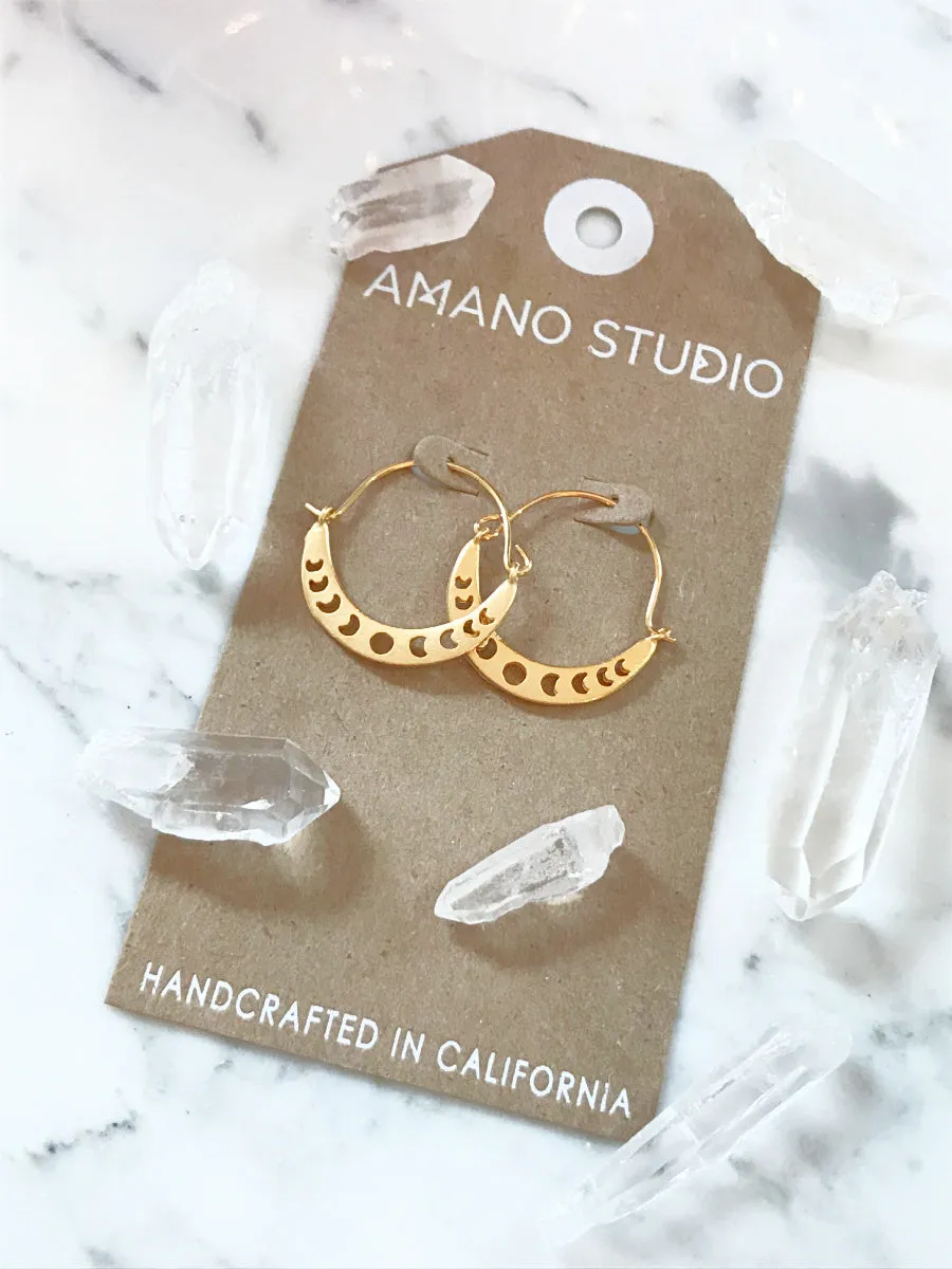 Moon Phase Hoop Earrings by Amano Studio