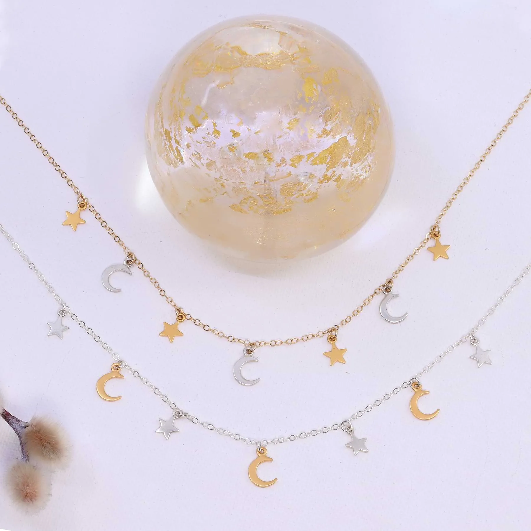 Moonstruck - Celestial Mixed Metal Charm Necklace