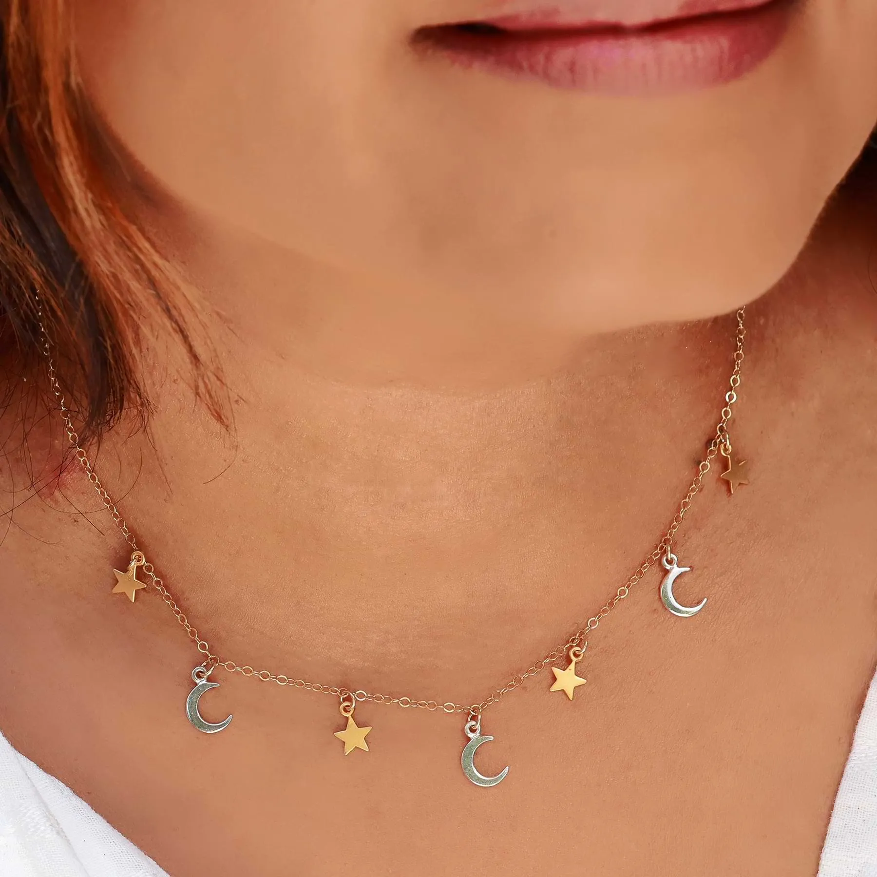 Moonstruck - Celestial Mixed Metal Charm Necklace