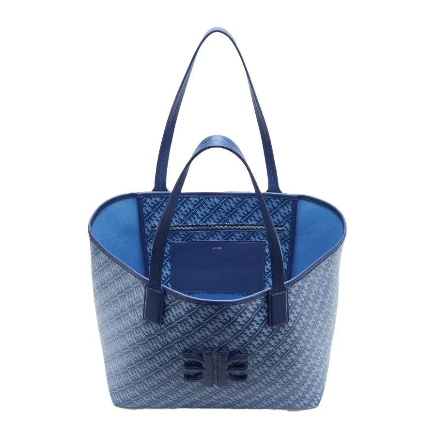 Navy Blue FEI Monogram Tote Shoulder Bag