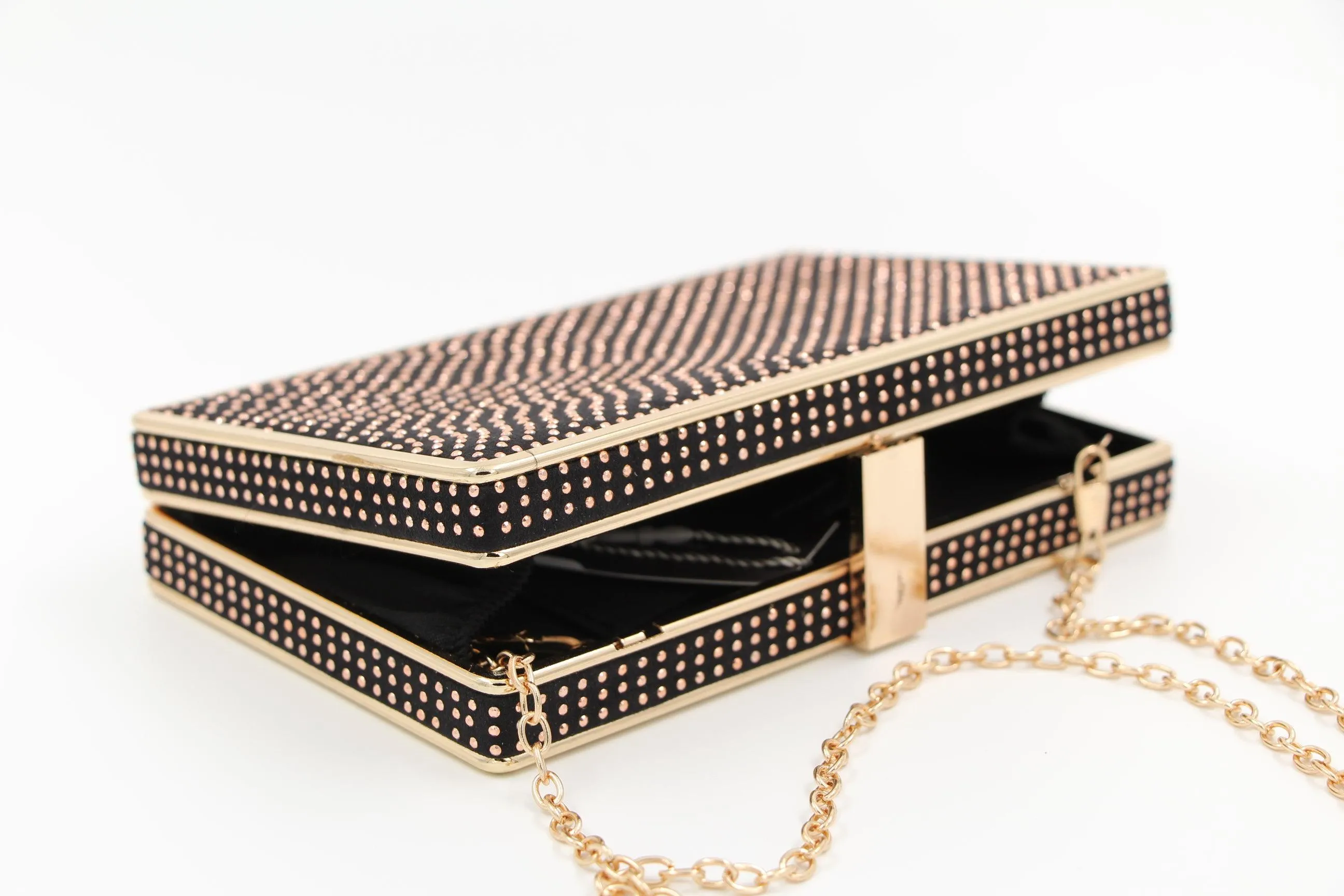 PEPE MOLL black suede with small rhinestones box clutch