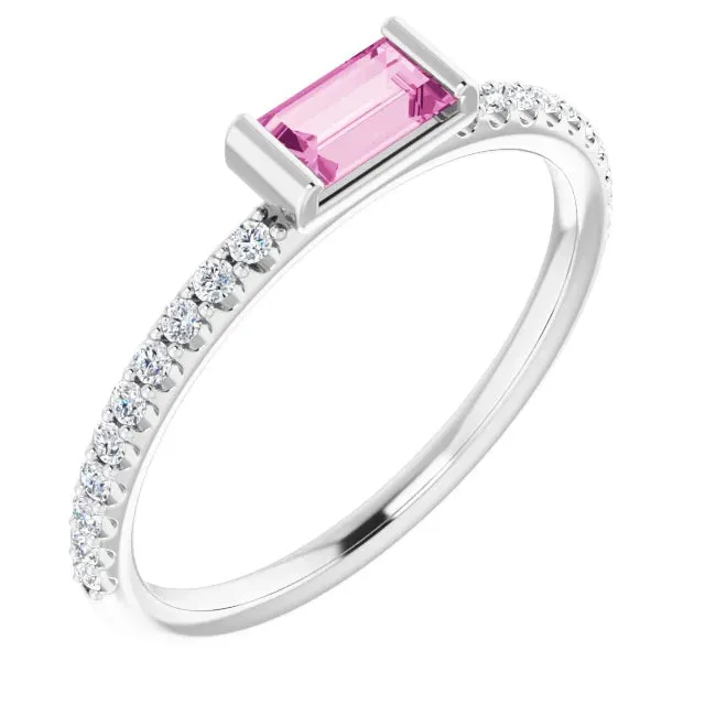 Pink Sapphire Baguette Ring