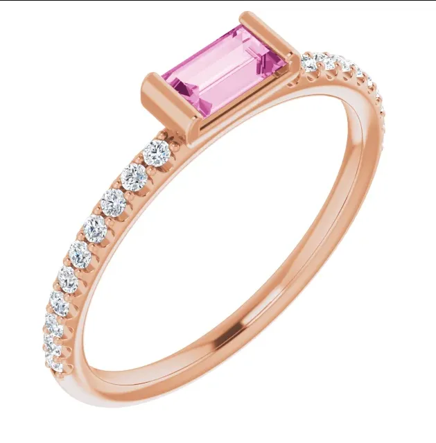 Pink Sapphire Baguette Ring