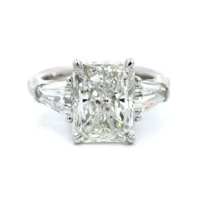 Platinum 3 Stone Radiant Cut Diamond Engagement Ring