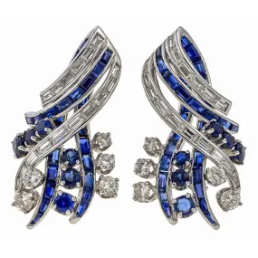 Retro Diamond & Sapphire Earrings