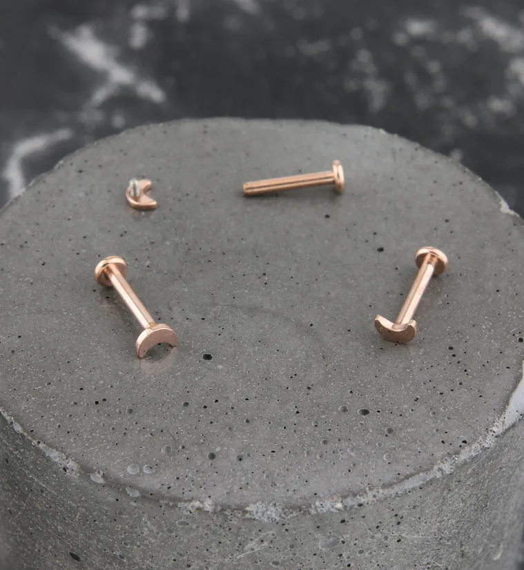 Rose Gold PVD Half Moon Internally Threaded Titanium Labret