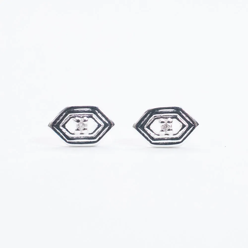 Silver Hex Shaped Studs