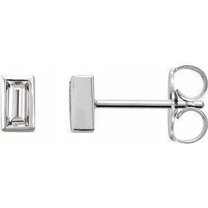 Simple Baguette Lab-Grown Diamond Bezel Set Stud Earrings