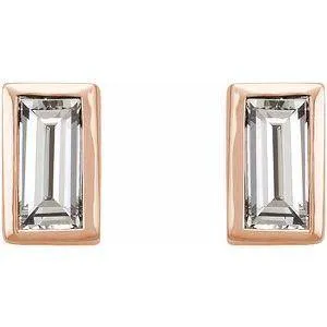 Simple Baguette Lab-Grown Diamond Bezel Set Stud Earrings