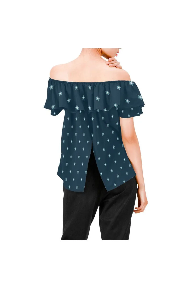 Starry Night Women's Off Shoulder Blouse with Ruffle