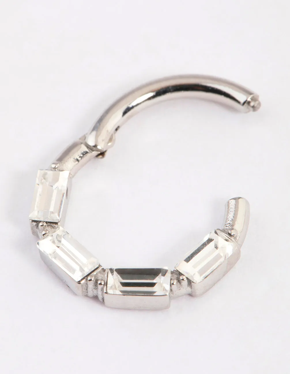 Surgical Steel Crystal Baguette Clicker Ring