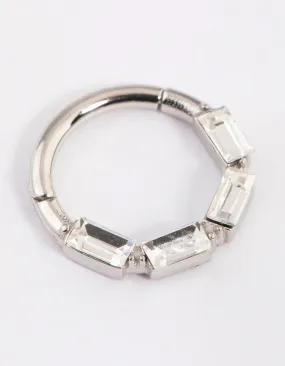 Surgical Steel Crystal Baguette Clicker Ring