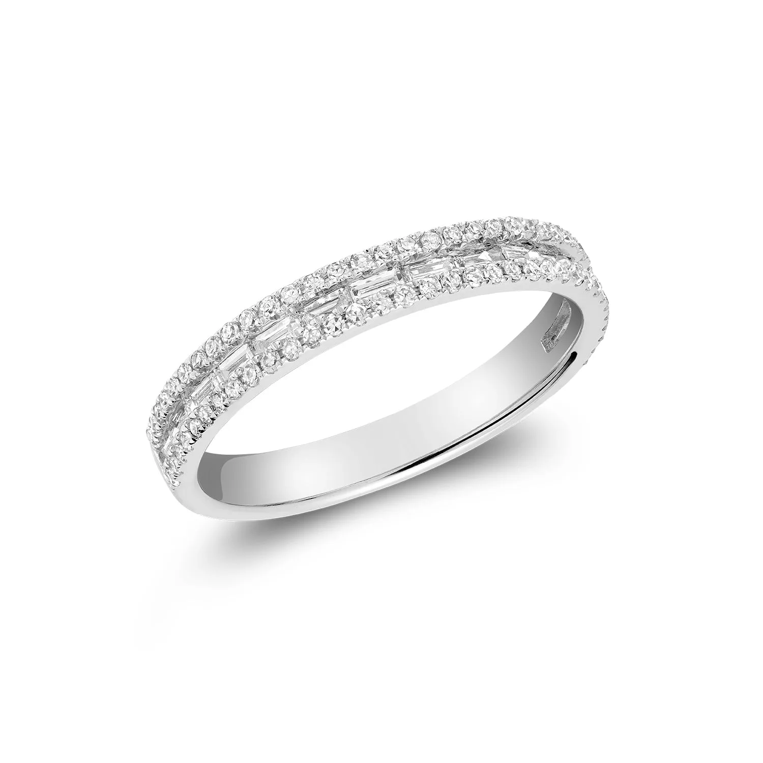 Thin Diamond Border Baguette Ring