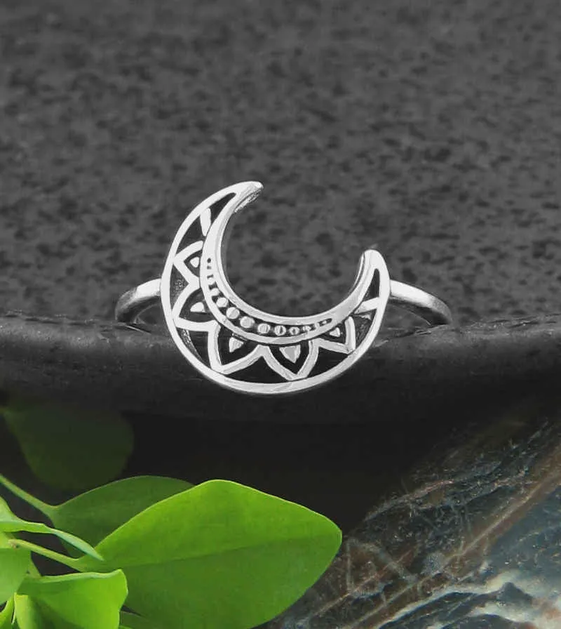 Tribal Crescent Moon Ring