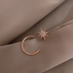 Twinkle Star & Moon Asymmetric Stud Earrings