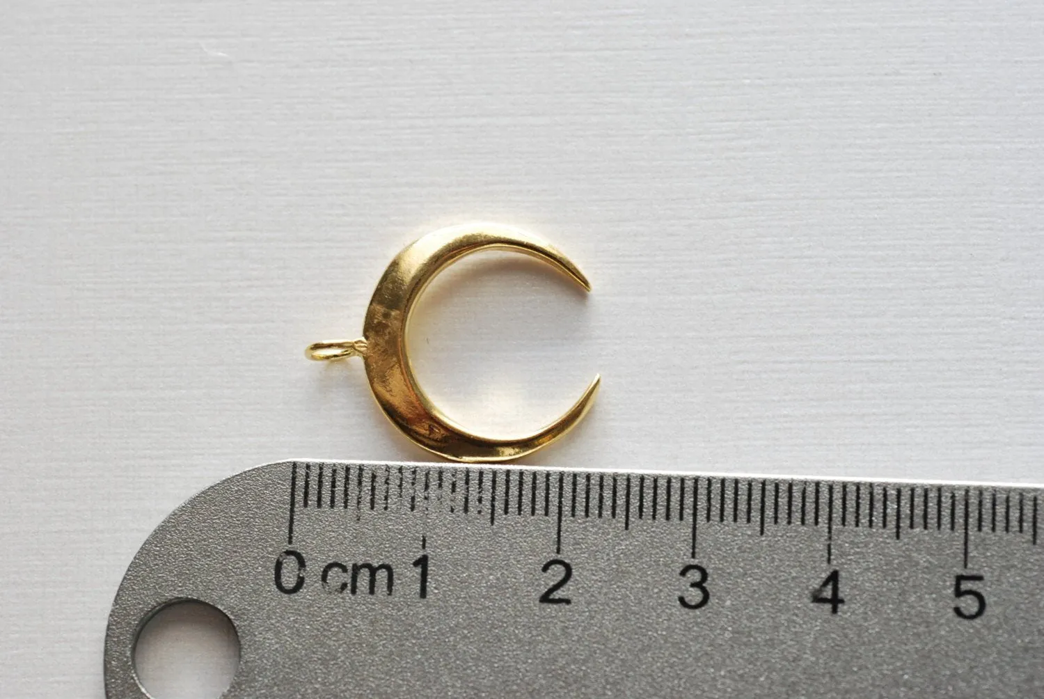 Vermeil Gold Wholesale Crescent Moon Charm- 18k gold plated over sterling silver half moon charm pendant, Glossy Gold Crescent Moon Gold Tusk Charm