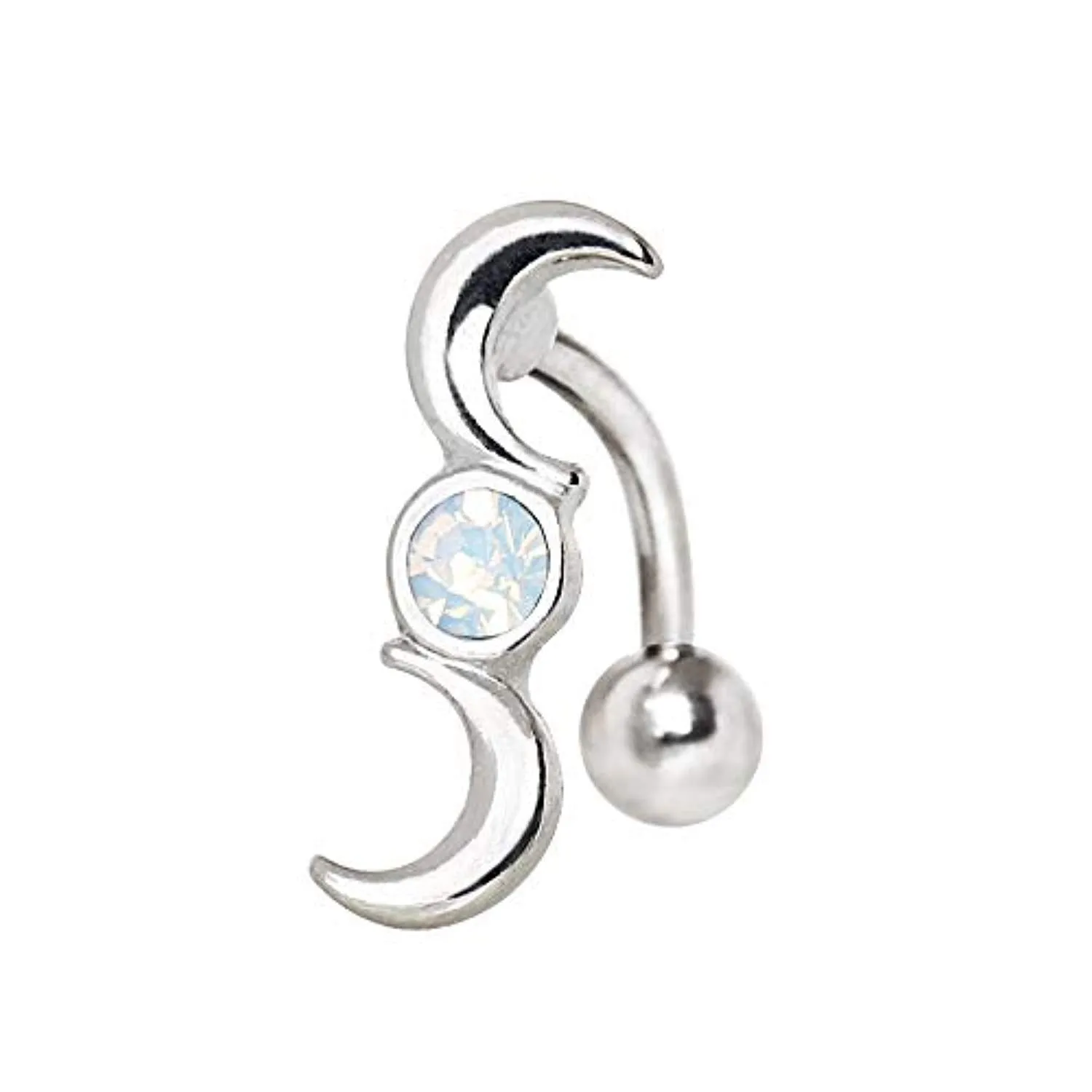 WildKlass 316L Stainless Steel Crescent and Full Moon Top Down Navel Ring